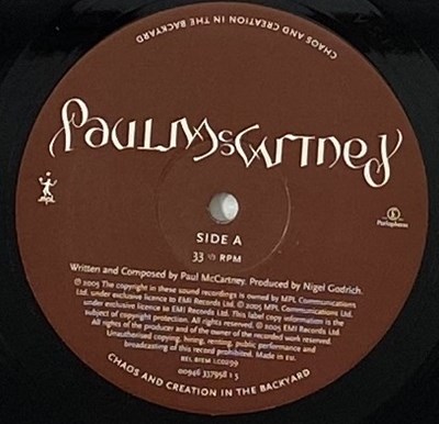 Lot 1 - PAUL MCCARTNEY - CHAOS AND CREATION IN THE BACKYARD LP (2005 ORIGINAL - PARLOPHONE 0094633795815)