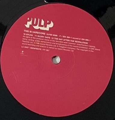Lot 56 - PULP - THIS IS HARDCORE LP (UK ORIGINAL - ISLAND RECORDS ILPSD 8066)