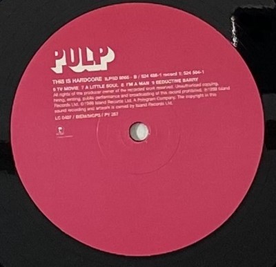 Lot 56 - PULP - THIS IS HARDCORE LP (UK ORIGINAL - ISLAND RECORDS ILPSD 8066)