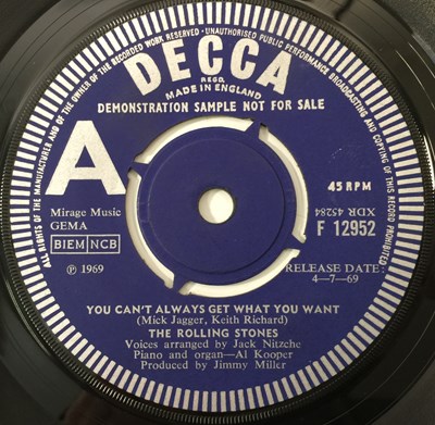 Lot 42 - THE ROLLING STONES - YOU CAN'T ALWAYS GET WHAT YOU WANT/ HONKY TONK WOMAN 7" (UK DEMO - DECCA F12952)