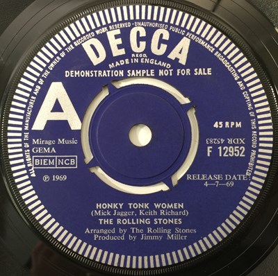 Lot 42 - THE ROLLING STONES - YOU CAN'T ALWAYS GET WHAT YOU WANT/ HONKY TONK WOMAN 7" (UK DEMO - DECCA F12952)