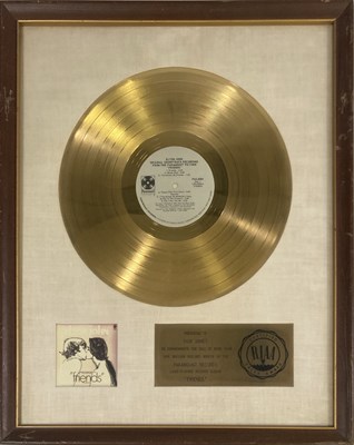 Lot 340 - ELTON JOHN - RIAA 'FRIENDS' SOUNDTRACK DISC AWARD.