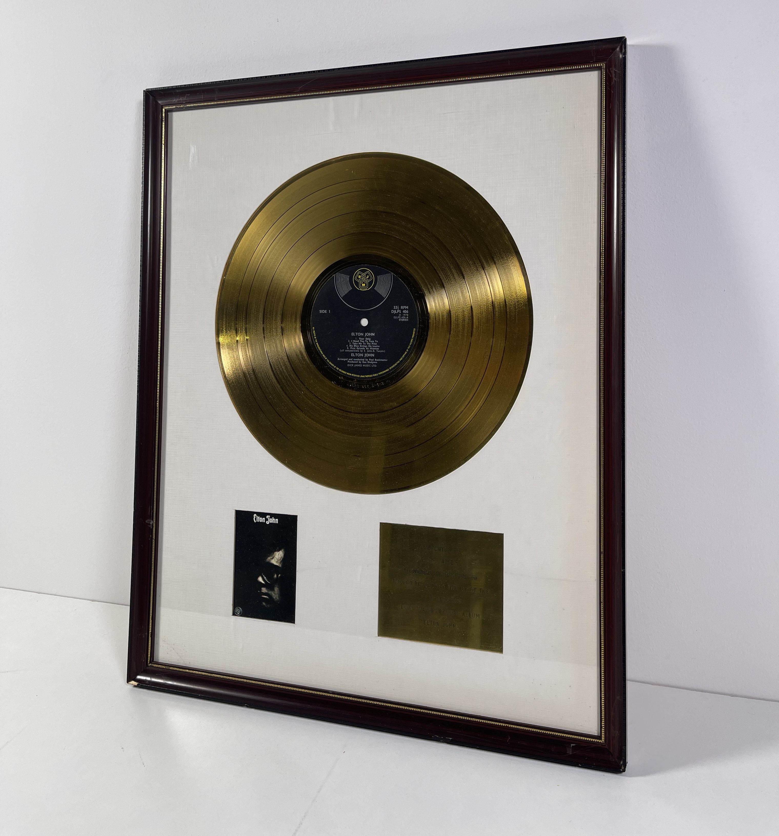 Lot 324 ELTON JOHN GOLD DISC AWARD FOR 'ELTON JOHN'