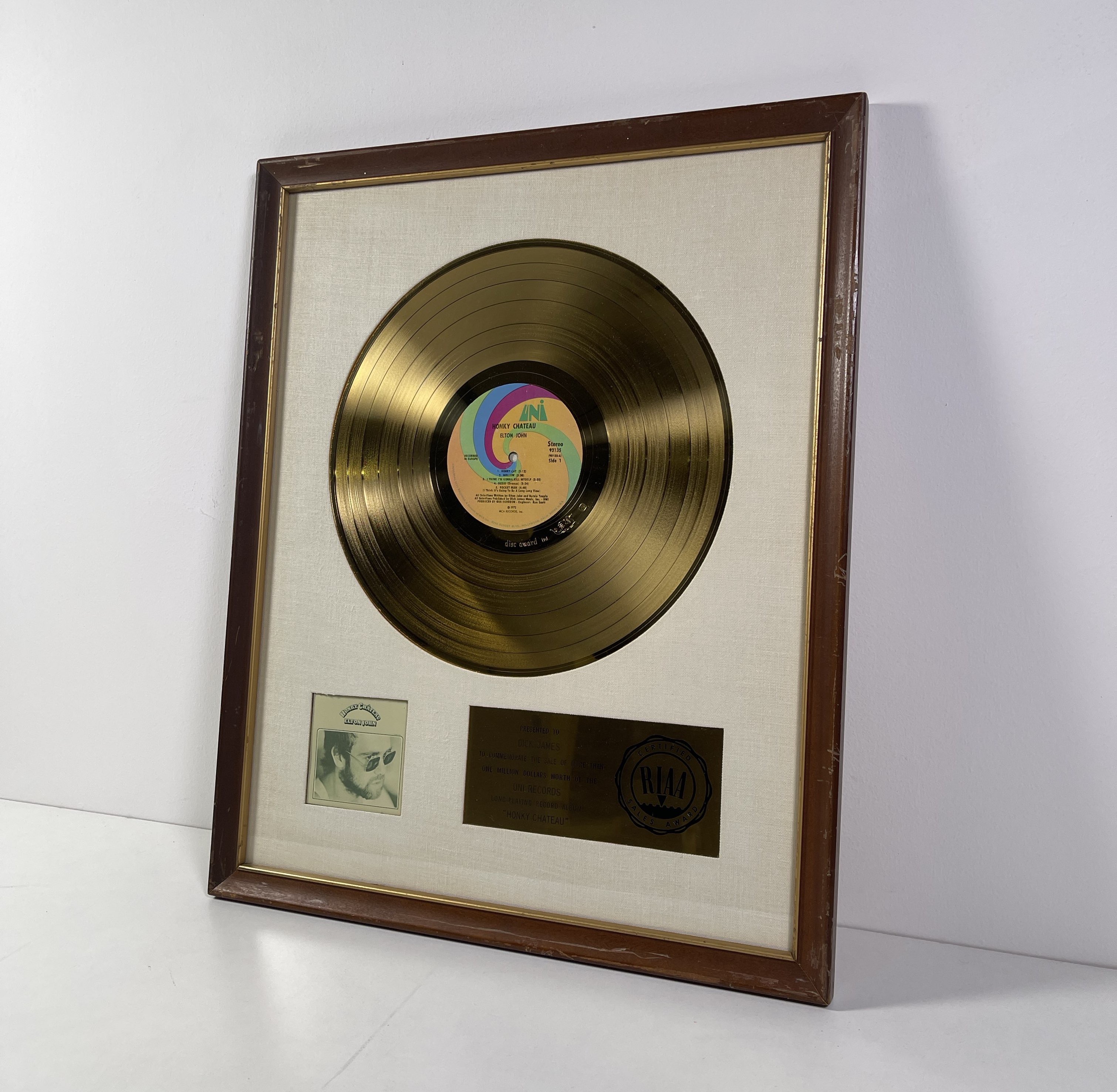 Lot 326 - ELTON JOHN - HONKY CHATEAU GOLD RIAA DISC