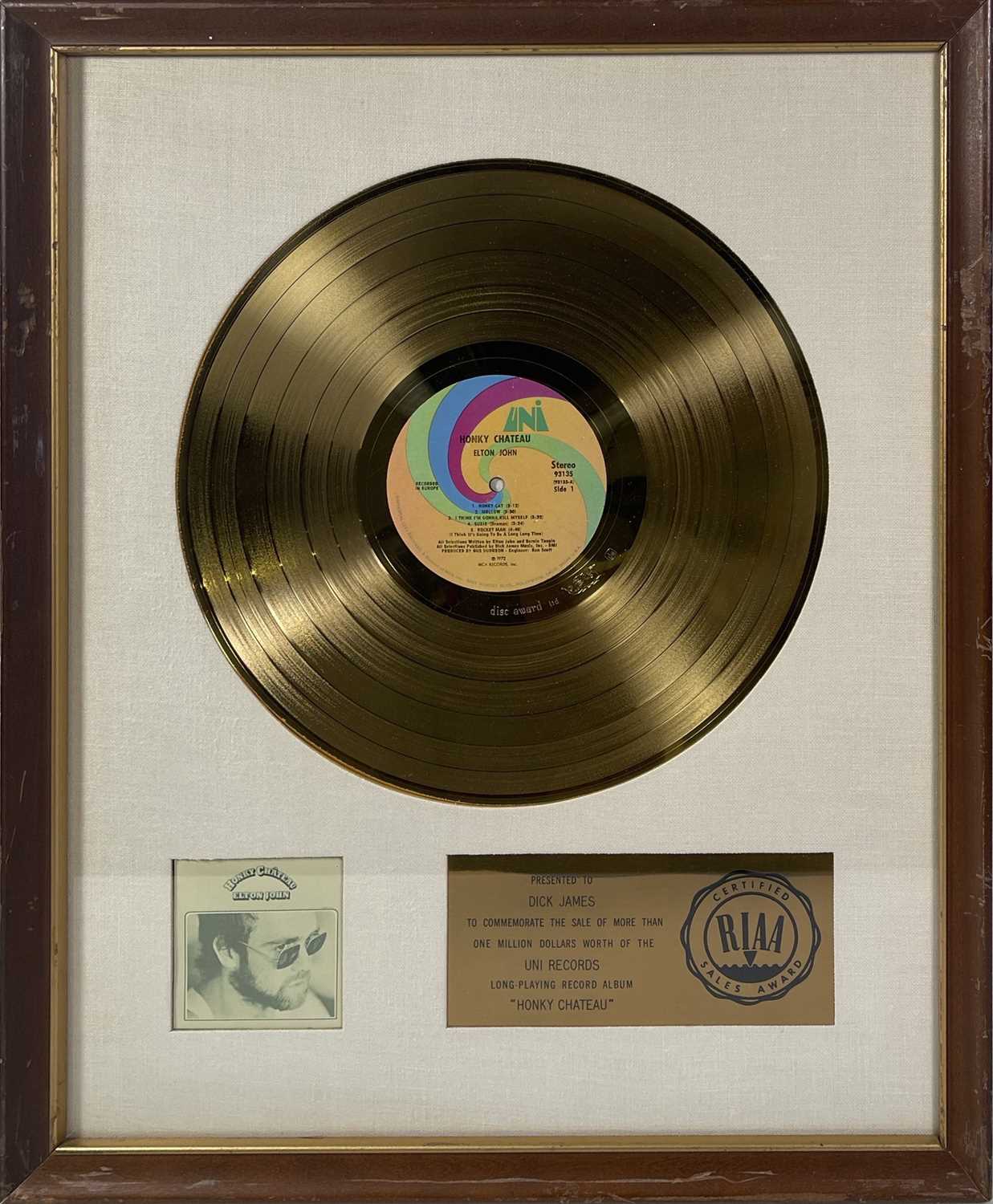 Lot 326 - ELTON JOHN - HONKY CHATEAU GOLD RIAA DISC