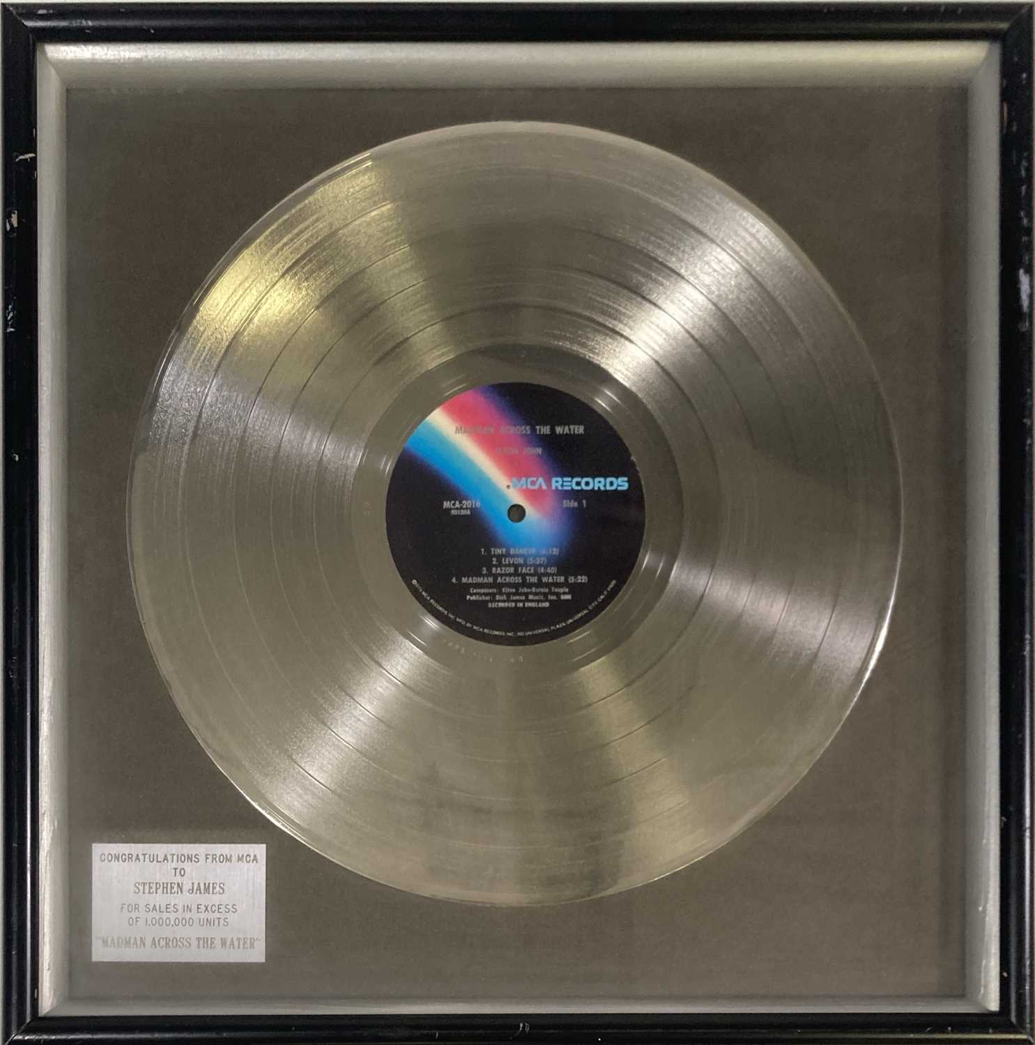 Lot 341 - ELTON JOHN - MCA DISC AWARD FOR 'MADMAN'.