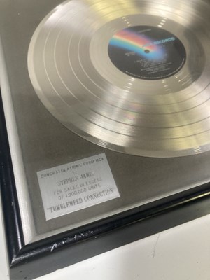 Lot 342 - ELTON JOHN - MCA DISC AWARD FOR 'TUMBLEWEED CONNECTION'.
