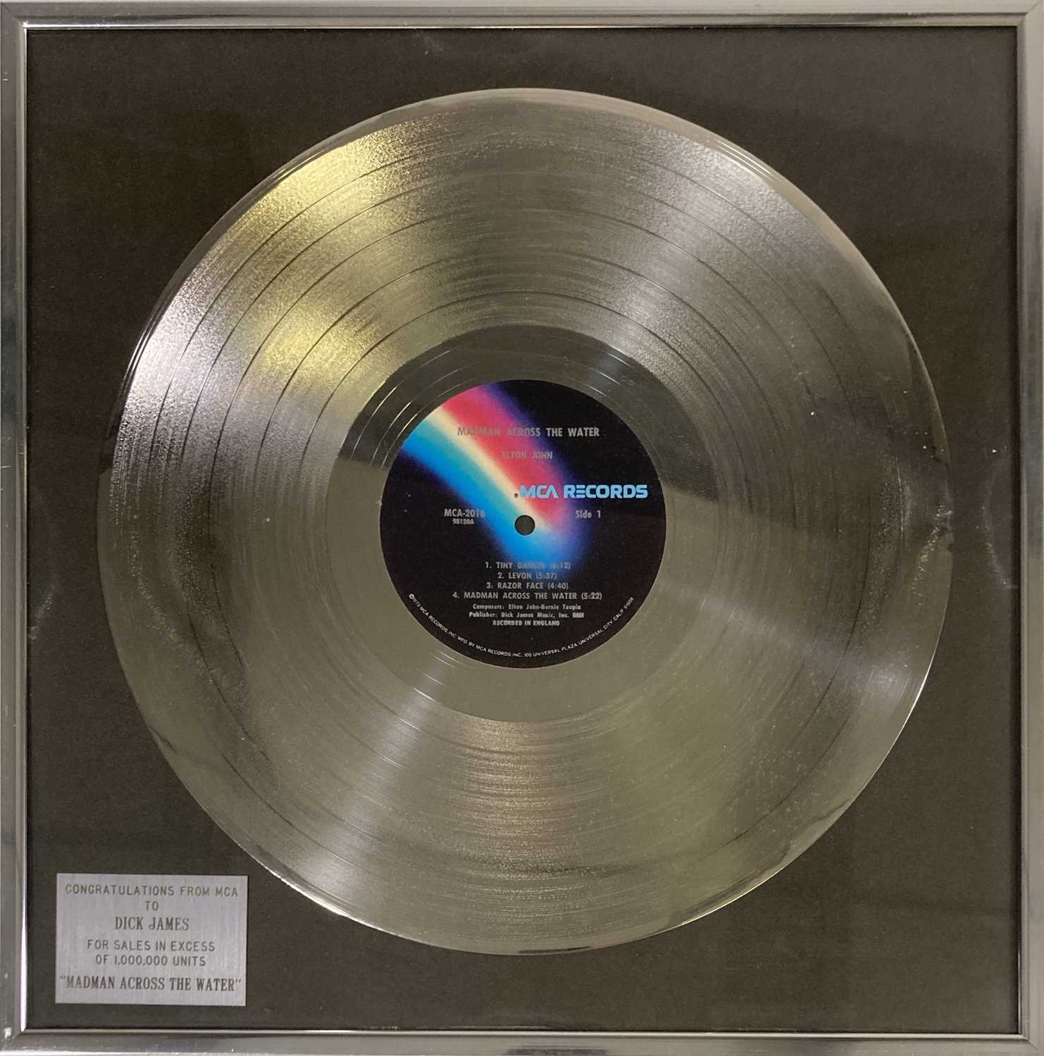 Lot 344 - ELTON JOHN - MCA DISC AWARD FOR 'MADMAN..'.