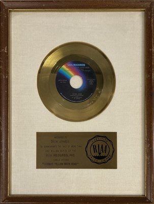 Lot 348 - ELTON JOHN - RIAA GOLD DISC AWARD - 'GOODYE YELLOW BRICK..'.