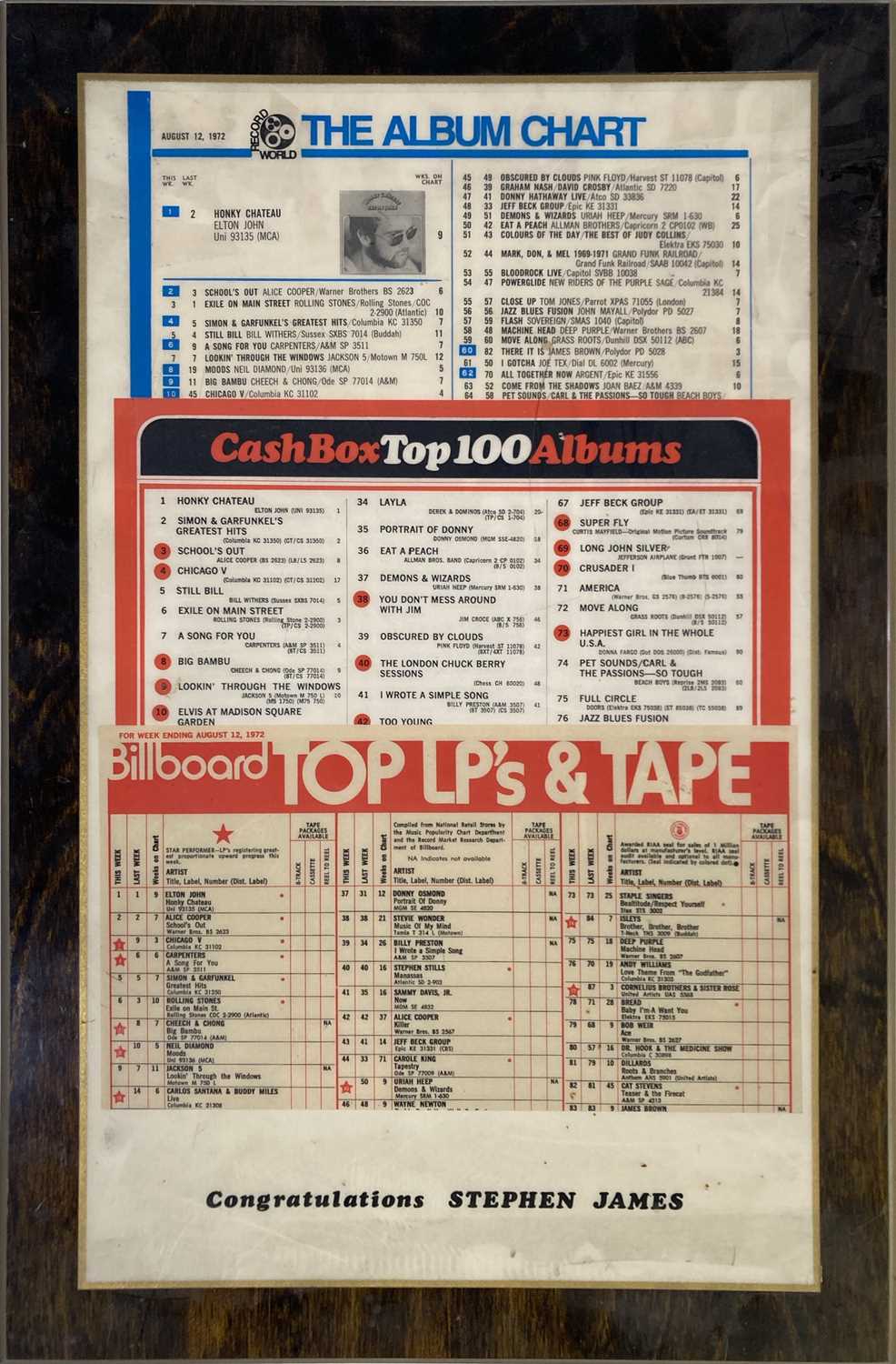 Lot 351 - ELTON JOHN - BILLBOARD PRESENTATION.