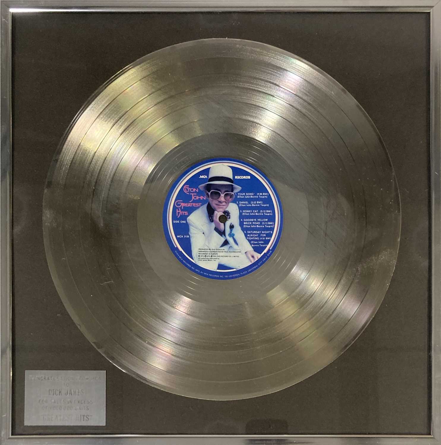 Lot 362 - ELTON JOHN - IN HOUSE MCA PRESENTATION AWARD - GREATEST HITS.