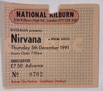 Lot 133 - NIRVANA - A 1991 CONCERT TICKET.