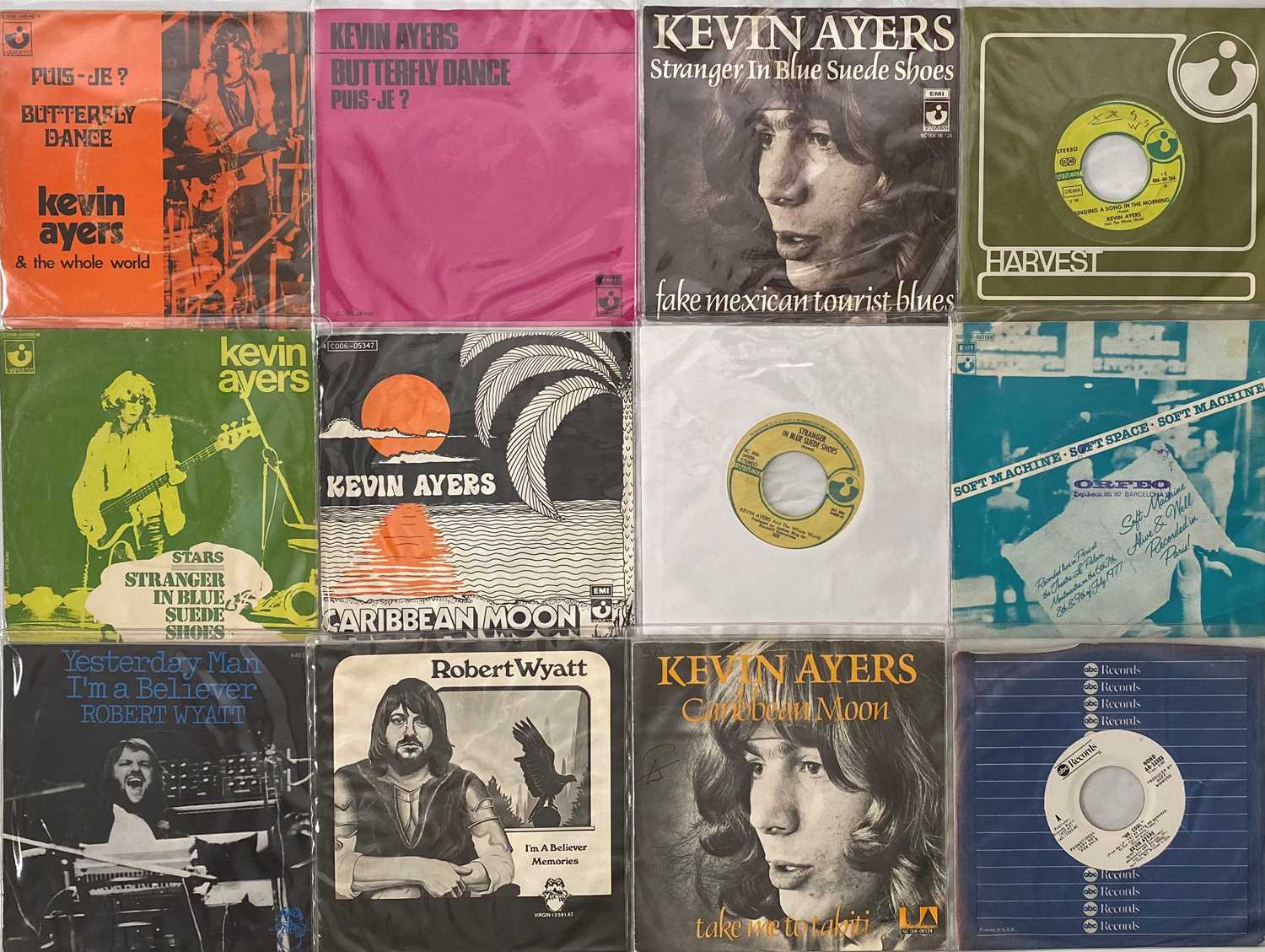 Lot 767 - KEVIN AYERS / ROBERT WYATT - 7" COLLECTION