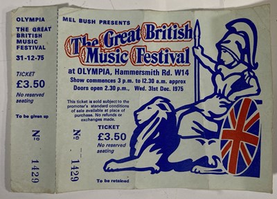 Lot 206 - GREAT BRITISH MUSIC FESTIVAL POSTER AND TICKET.