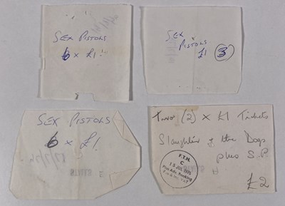 Lot 578 - THE SEX PISTOLS - HANDWRITTEN RECEIPTS FOR FREE TRADE HALL TICKETS