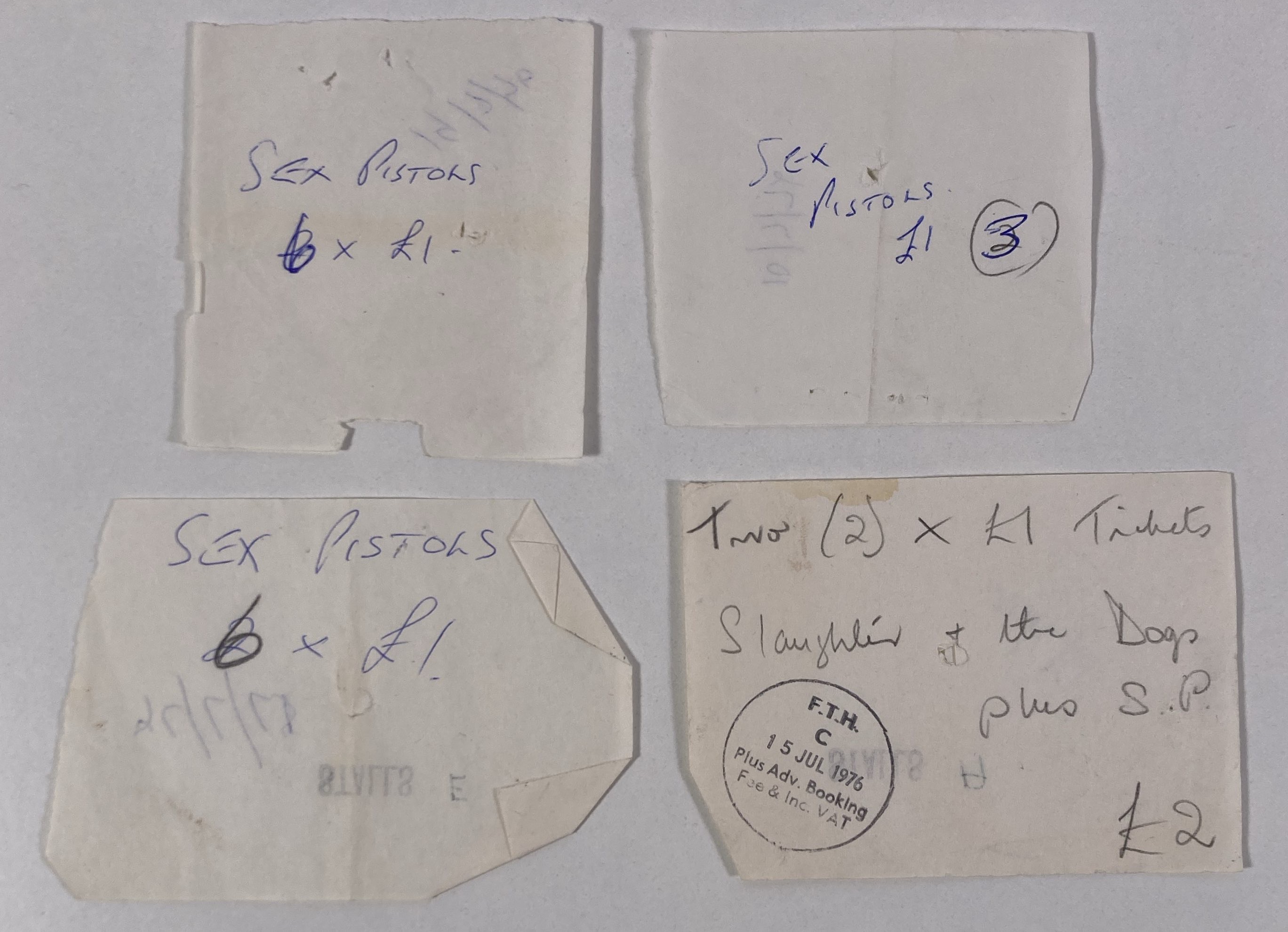 Lot 578 The Sex Pistols Handwritten Receipts For