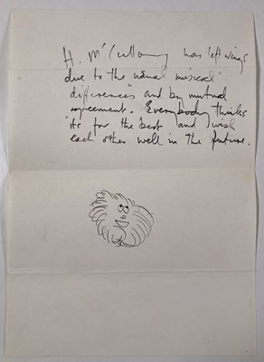 Lot 144 - THE BEATLES - PAUL MCCARTNEY - HANDWRITTEN NOTES ON HENRY MCCULLOCH LEAVING THE BAND.