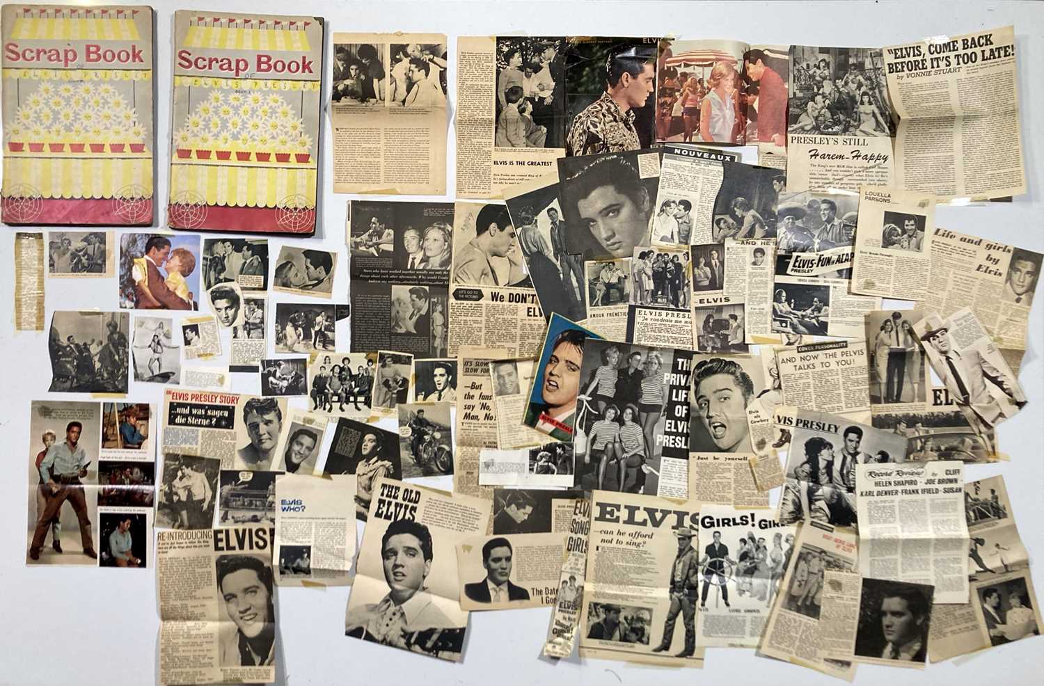 Lot 394 - ELVIS PRESLEY SCRAPBOOKS AND CUTTINGS.