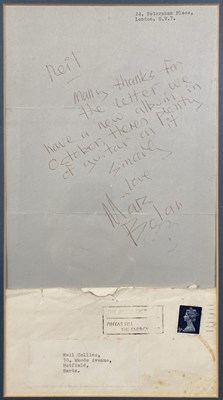 Lot 418 - MARC BOLAN / T.REX - HANDWRITTEN LETTER AND NOTE.