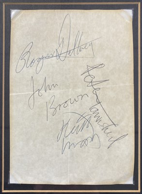 Lot 288 - THE WHO - A SET OF AUTOGRAPHS INC KEITH MOON.