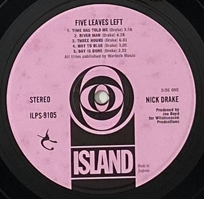 Lot 82 - NICK DRAKE - FIVE LEAVES LEFT LP (ORIGINAL UK PRESSING - ISLAND ILPS 9105).