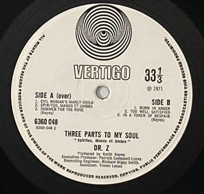 Lot 86 - DR Z. - THREE PARTS TO MY SOUL... (ORIGINAL UK COPY - VERTIGO SWIRL 6360 048)