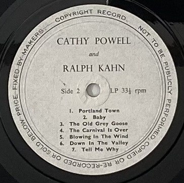 Lot 84 - RALPH KHAN & CATHY POWELL - IN THE SWEET BYE & BYE LP (SELF RELEASED LP - RS LP 0042)