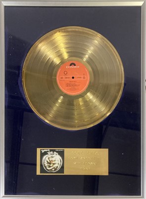 Lot 369 - WHITESNAKE - GOLD DISC AWARD.