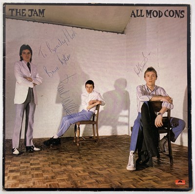 Lot 422 - THE JAM - A FULLY SIGNED COPY OF 'ALL MOD CONS' DEDICATED TO 'BARNSLEY MODS'.