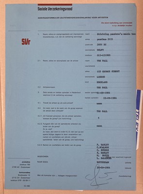 Lot 529 - CONTRACTS AND CONCERT BOOKING ARCHIVE - THE FALL, 1983/1984/