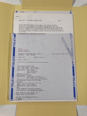 Lot 535 - CONTRACTS AND CONCERT BOOKING ARCHIVE - INXS 1984-1986.