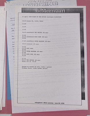 Lot 541 - CONTRACTS AND CONCERT BOOKING ARCHIVE - THE SMITHS INC MORRISSEY SIGNED CONTRACT, 1984.
