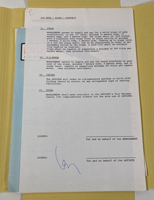 Lot 547 - CONTRACTS AND CONCERT BOOKING ARCHIVE - LOU REED/NICO INC LOU REED SIGNED, 1982-1987.