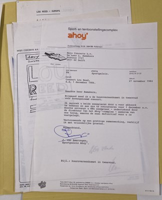 Lot 547 - CONTRACTS AND CONCERT BOOKING ARCHIVE - LOU REED/NICO INC LOU REED SIGNED, 1982-1987.