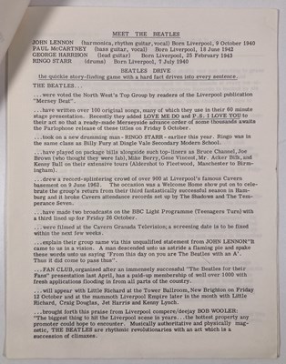 Lot 171 - THE BEATLES - AN ORIGINAL 1962 PARLOPHONE PRESS RELEASE.