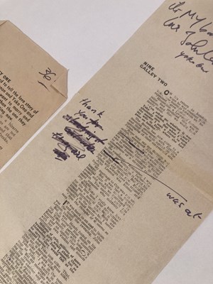 Lot 148 - THE BEATLES - AN INTERVIEW PROOF ANNOTATED AND SIGNED BY JOHN LENNON.