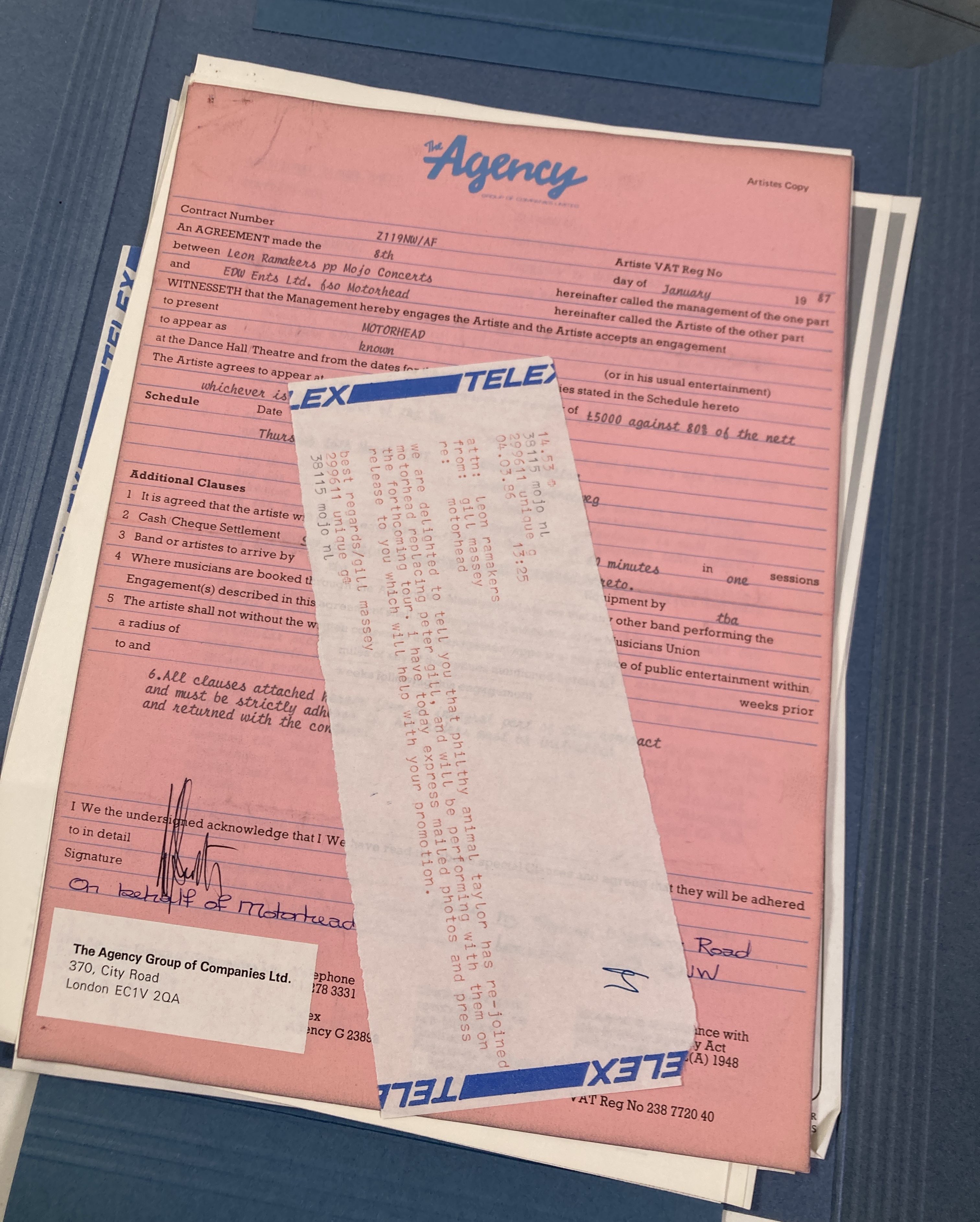 Lot 550 - CONTRACTS AND CONCERT BOOKING ARCHIVE