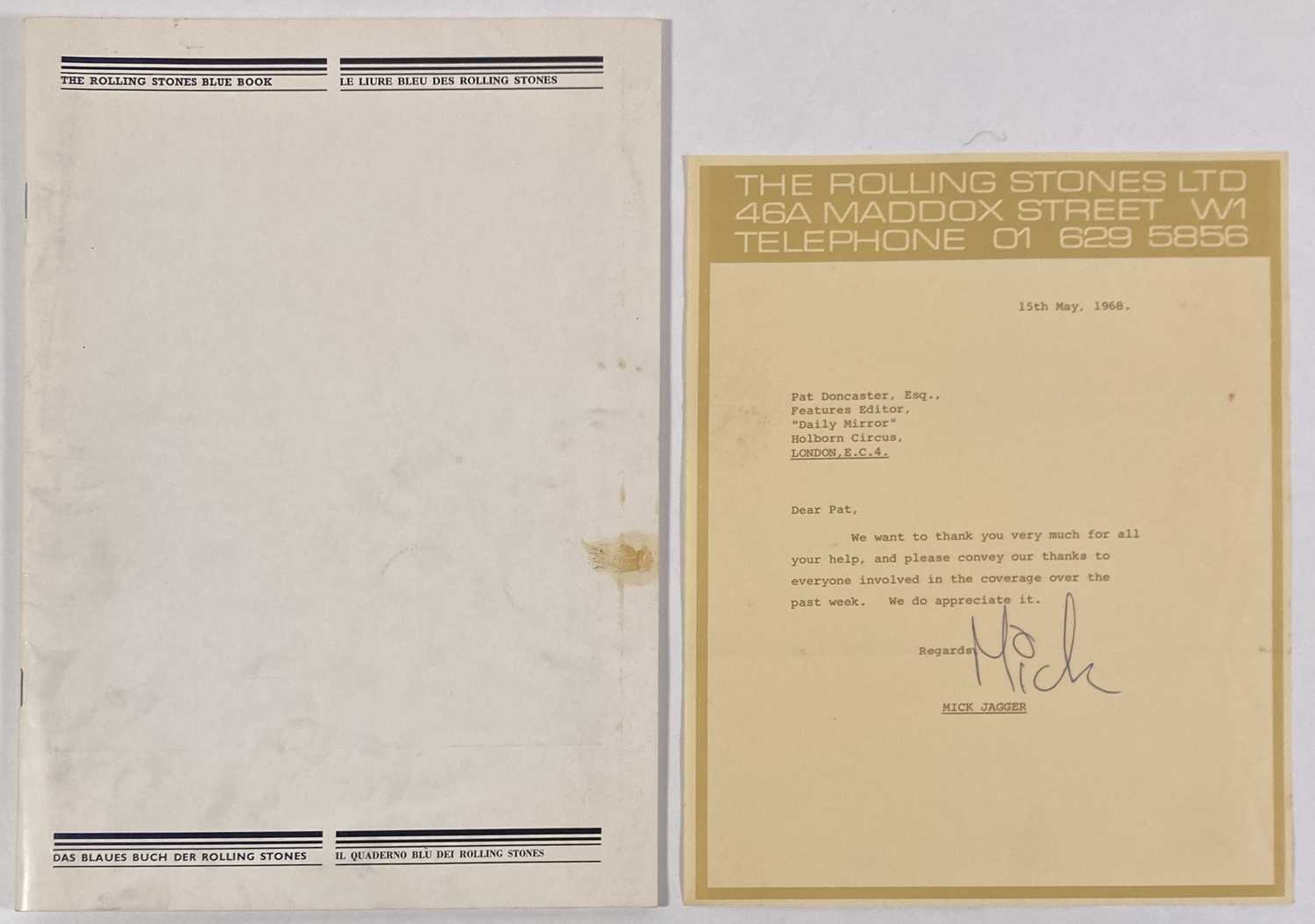 Lot 404 - THE ROLLING STONES - MICK JAGGER SIGNED LETTER.