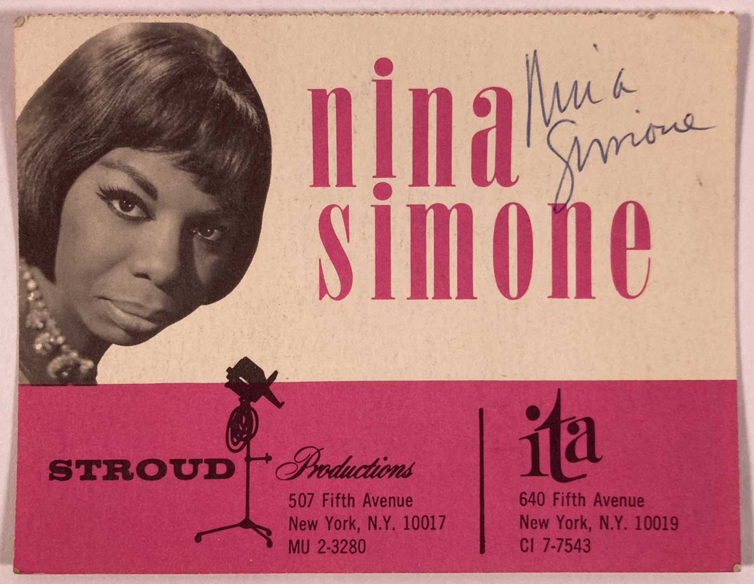 Lot 311 - NINA SIMONE - SIGNED CARD.