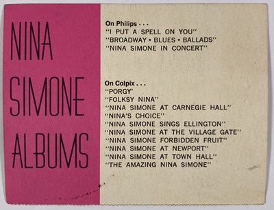 Lot 311 - NINA SIMONE - SIGNED CARD.