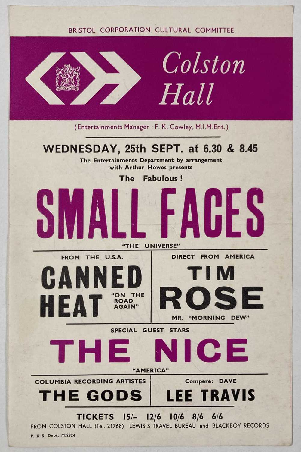 Lot 314 - CANNED HEAT / SMALL FACES - SIGNED ORIGINAL CONCERT HANDBILL.