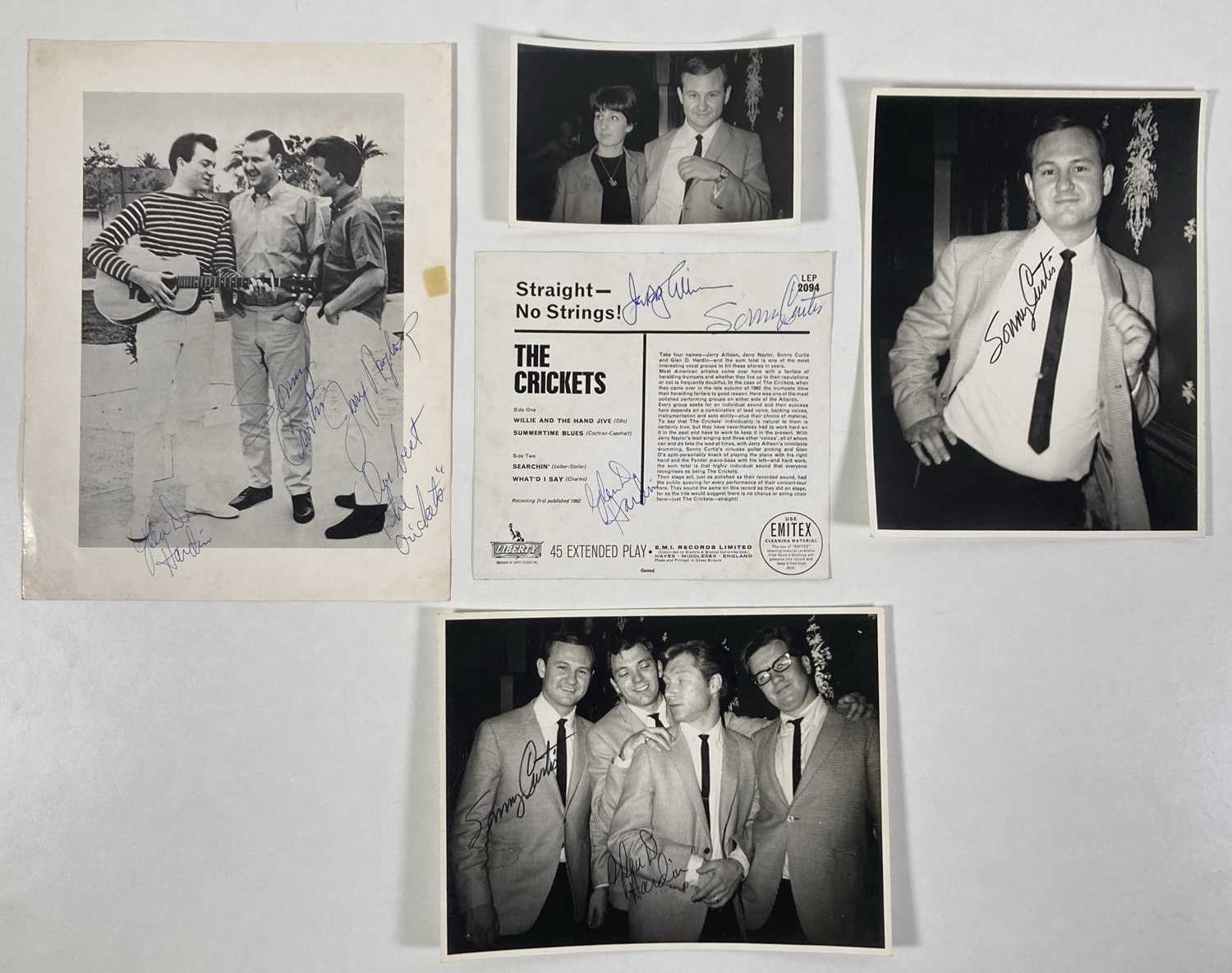 Lot 316 - THE CRICKETS - SIGNED PAGE AND FAN TAKEN PHOTOGRAPHS.