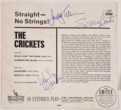 Lot 316 - THE CRICKETS - SIGNED PAGE AND FAN TAKEN PHOTOGRAPHS.