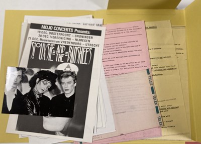 Lot 564 - CONTRACTS AND CONCERT BOOKING ARCHIVE - SIOUXSIE AND THE BANSHEES - 1982-1991 WITH T-SHIRT.
