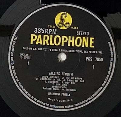 Lot 94 - RAINBOW FFOLLY - SALLIES FFORTH LP (ORIGINAL UK STEREO COPY - PARLOPHONE PCS 7050)