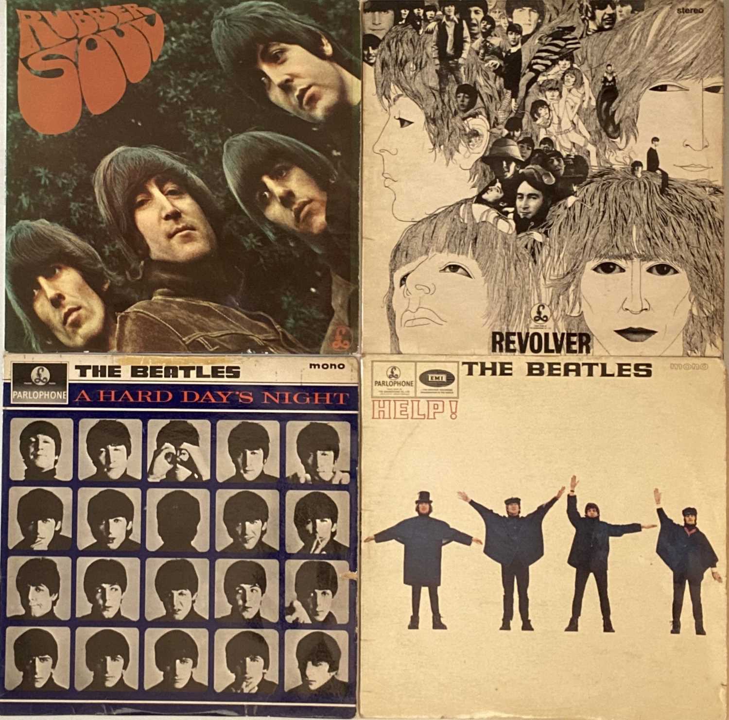 Lot 1021 - The Beatles - Help/Hard Days Night/Rubber Soul/Revolver LPs