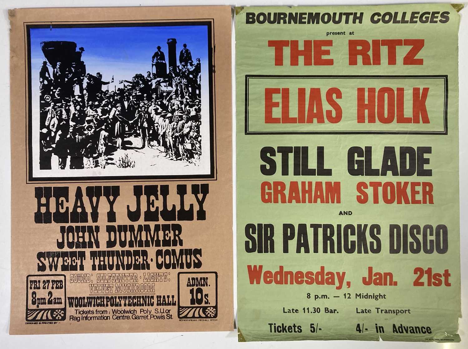 Lot 250 - PROG CONCERT POSTERS C 1970S  - ELIAS HULK / COMUS.