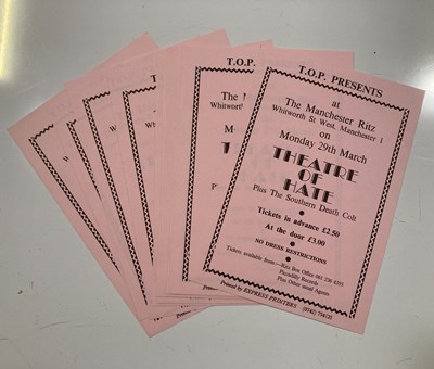 Lot 130 - THEATRE OF HATE / SOUTHERN DEATH CULT / THE CULT - MULTIPLE COPIES OF A 1982 MANCHESTER RITZ HANDBILL.