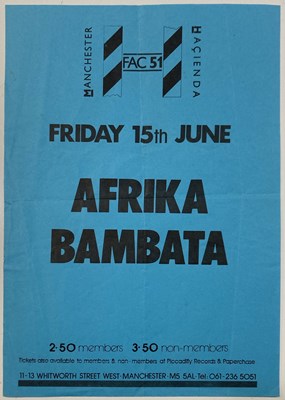 Lot 131 - MANCHESTER MUSIC - THE HACIENDA / AFRIKA BAMBAATAA ORIGINAL HANDBILL.