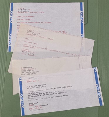 Lot 567 - CONTRACTS AND CONCERT BOOKING ARCHIVE - NEIL YOUNG, 1982-1989 INC SWEATSHIRT.